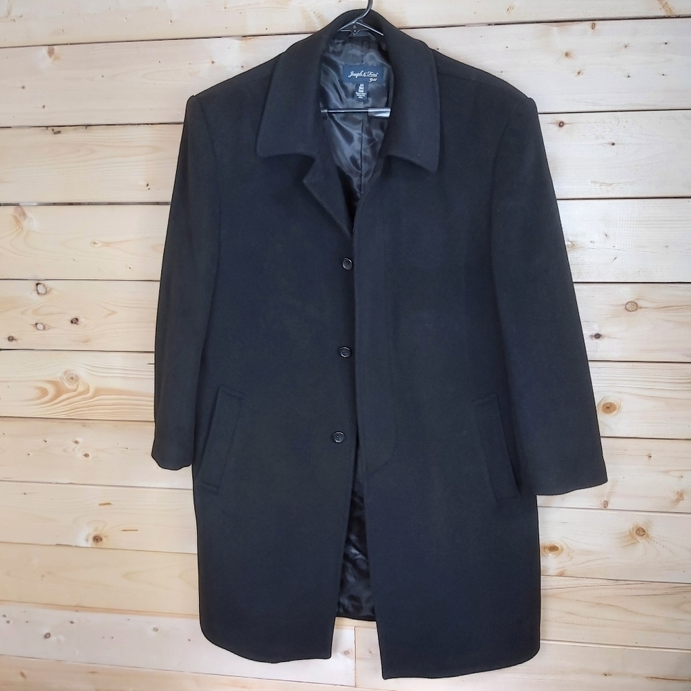 Joseph & FEISS 100% wool dress Men's black Overcoat winter coat size 42 Short